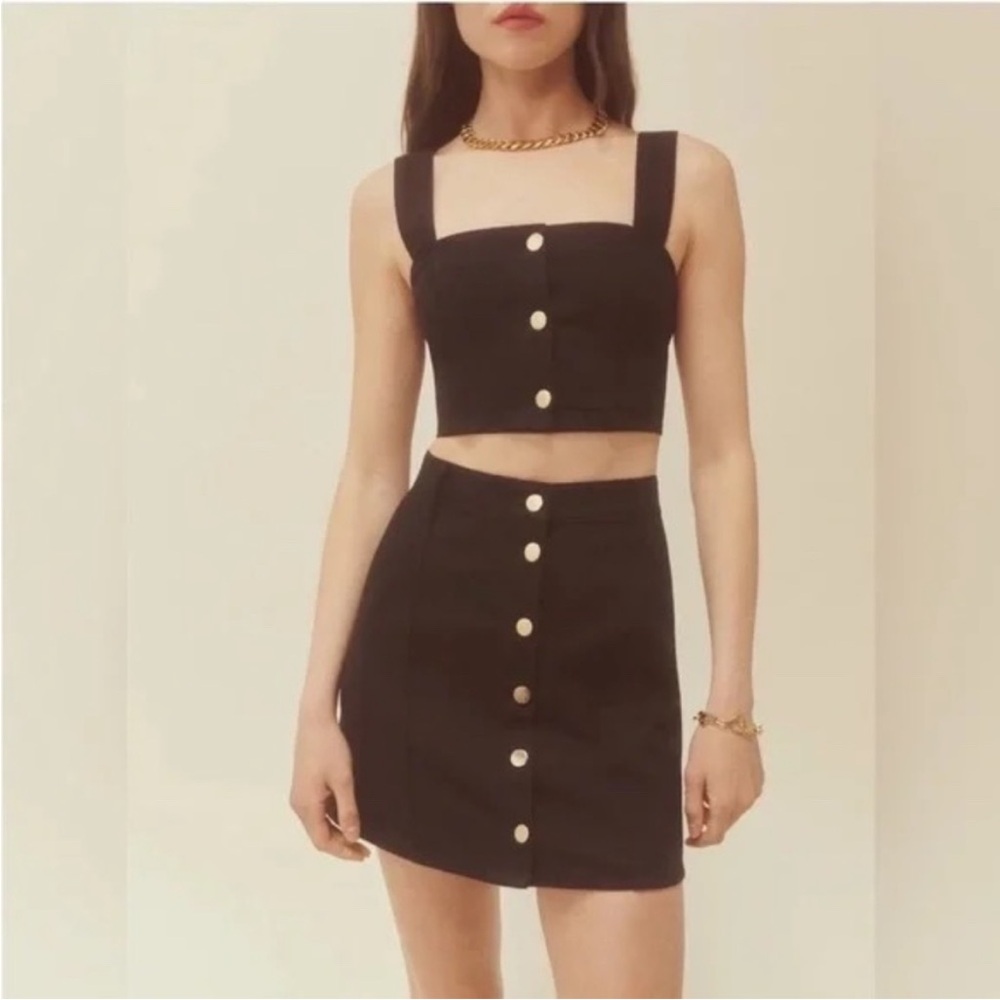 NWT Reformation • chrissy denim front crop top black sz 8 - Picture 4 of 9